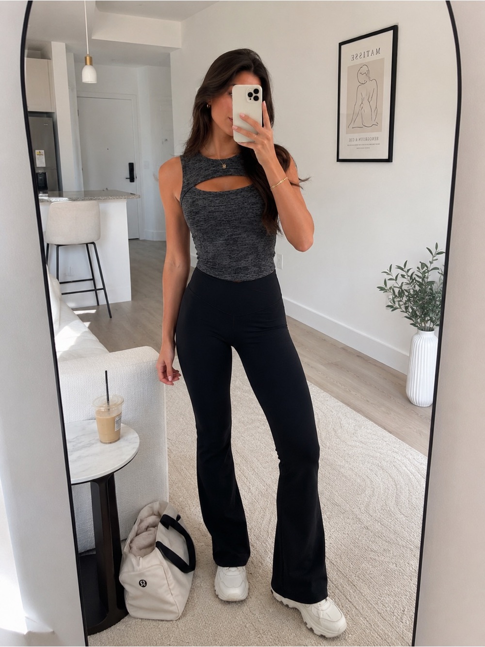 Juicy Couture Charcoal Space-Dye Cutout Short Sleeve Top